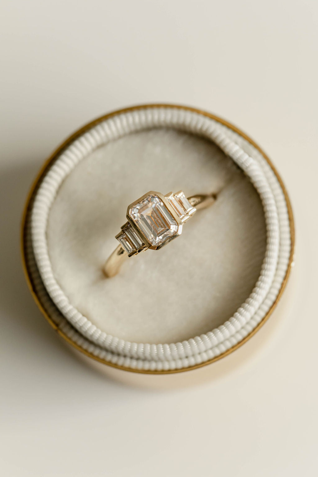 1.00 CT Emerald Cut Vintage Pavé Lab Grown Diamond Engagement Ring