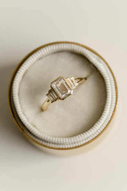 1.00 CT Emerald Cut Vintage Pavé Lab Grown Diamond Engagement Ring
