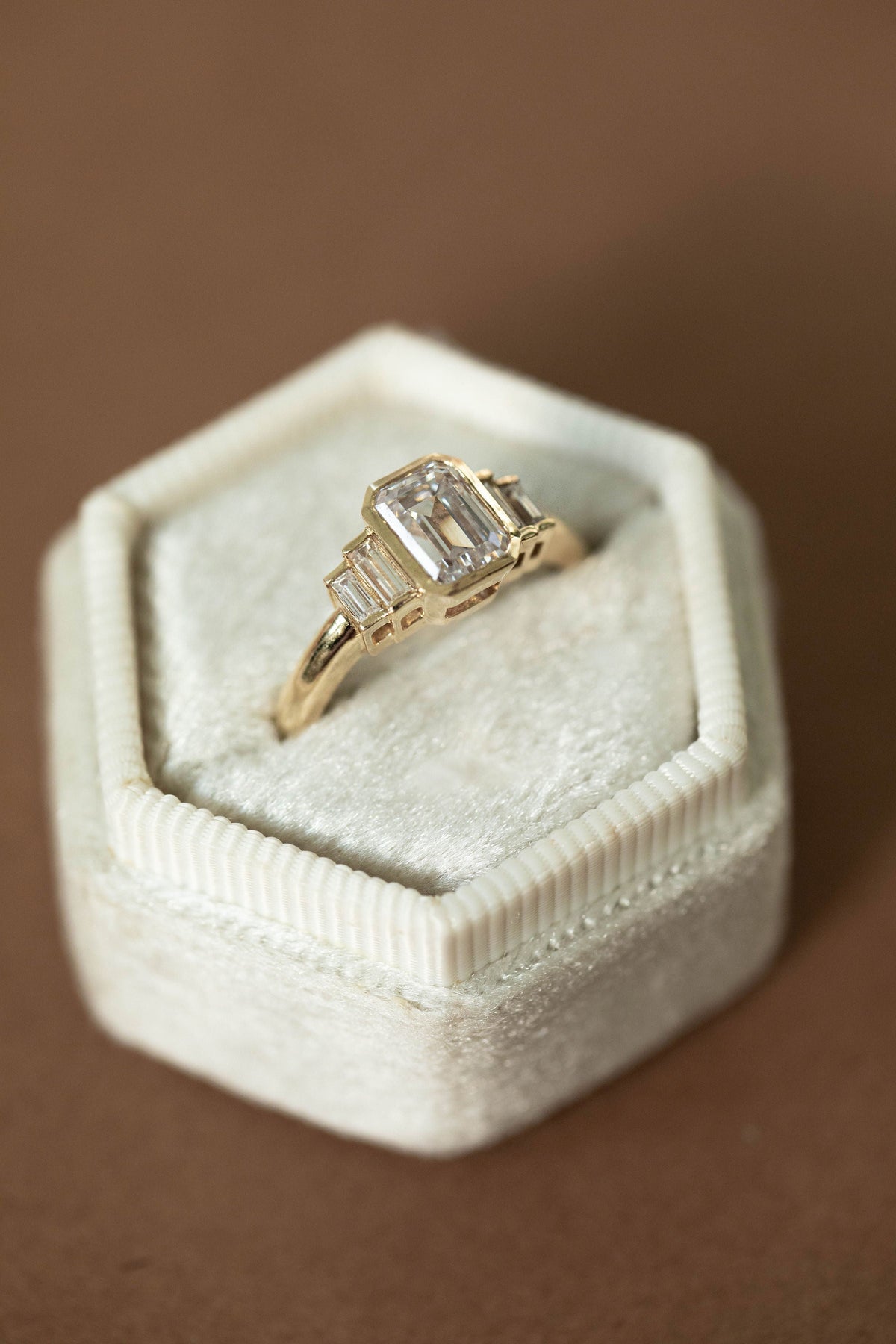 1.00 CT Emerald Cut Vintage Pavé Lab Grown Diamond Engagement Ring
