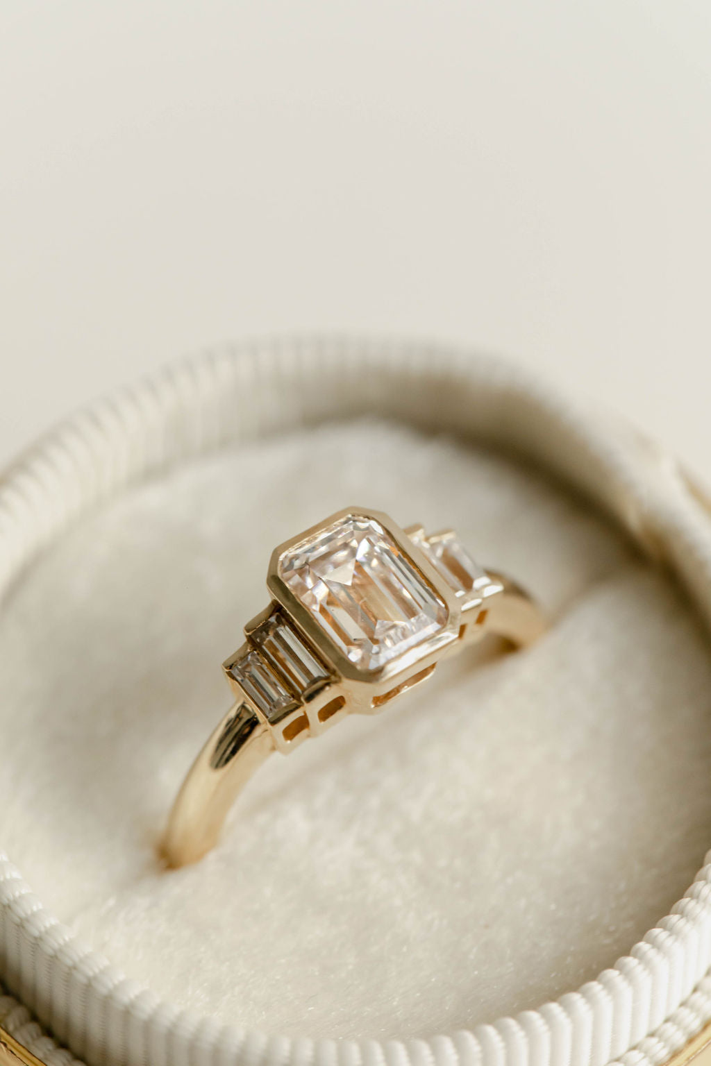 1.00 CT Emerald Cut Vintage Pavé Lab Grown Diamond Engagement Ring