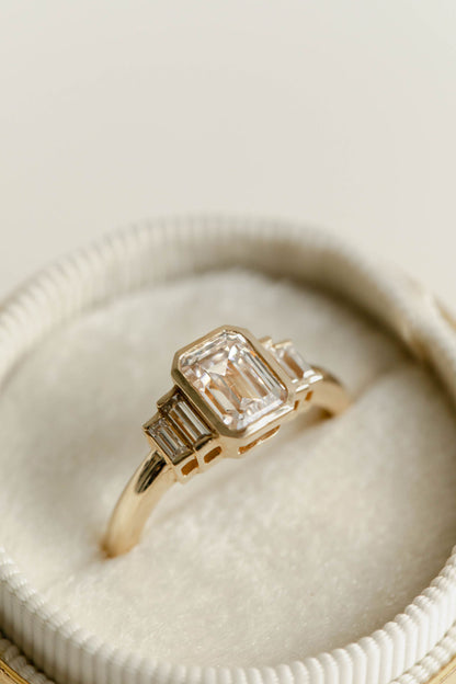 1.00 CT Emerald Cut Vintage Pavé Lab Grown Diamond Engagement Ring