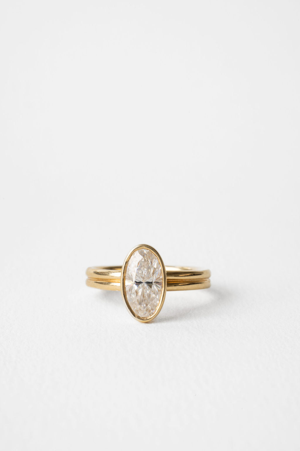 1.50 CT Moval Bezel Lab Grown Diamond Engagement Ring