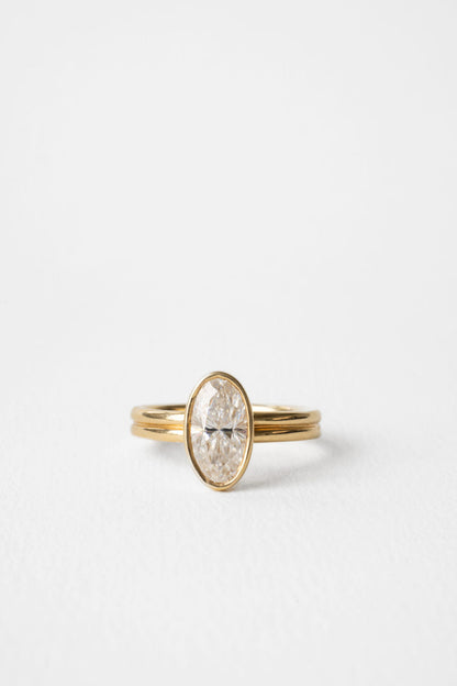 1.50 CT Moval Bezel Lab Grown Diamond Engagement Ring