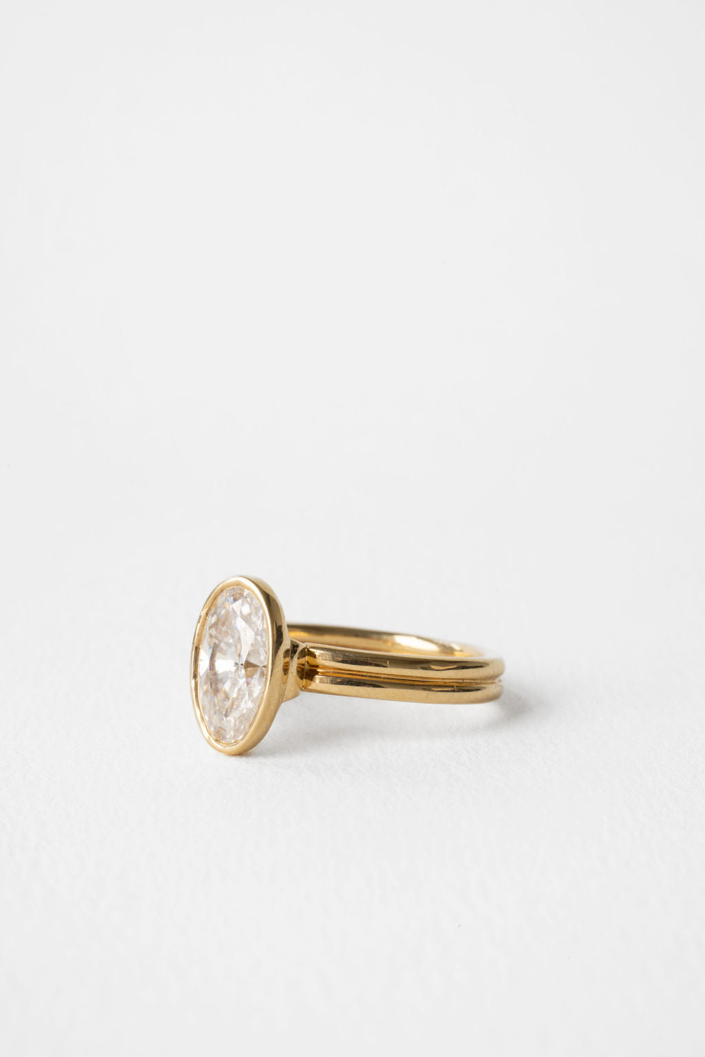 1.50 CT Moval Bezel Lab Grown Diamond Engagement Ring