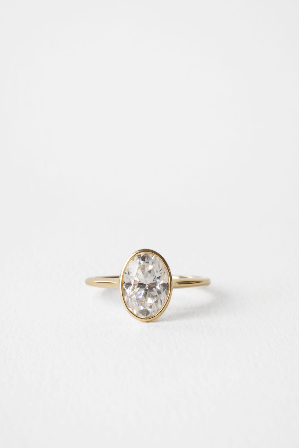 2.20 CT Oval Bezel Lab Grown Diamond Engagement Ring