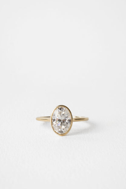 2.20 CT Oval Bezel Lab Grown Diamond Engagement Ring