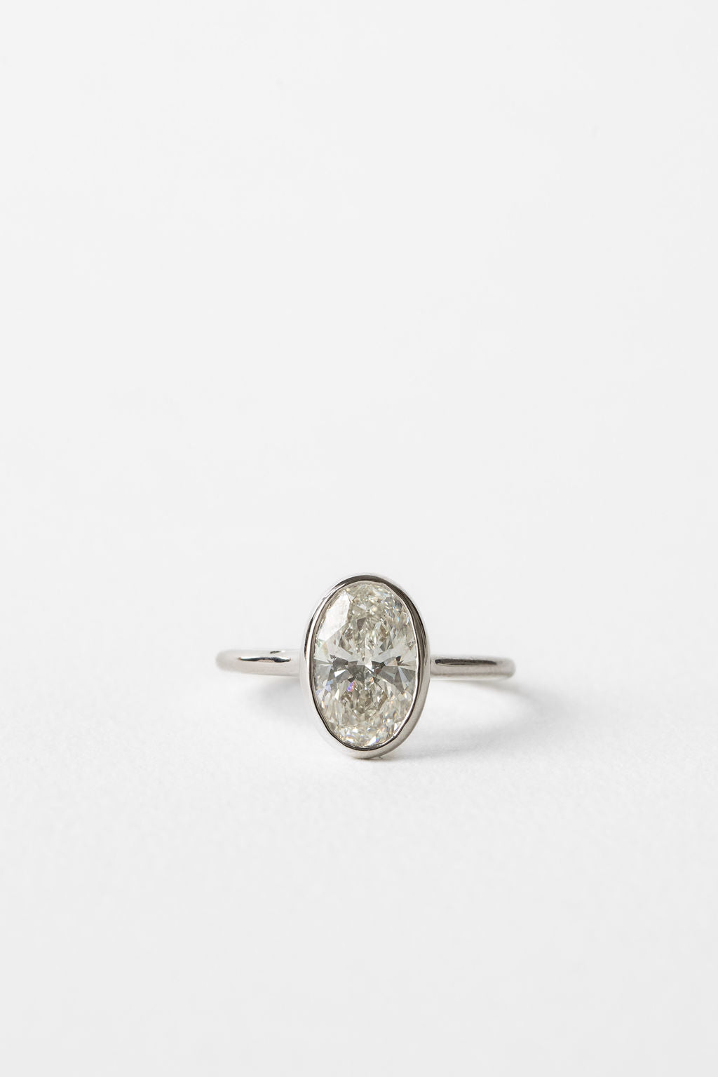2.20 CT Oval Bezel Lab Grown Diamond Engagement Ring