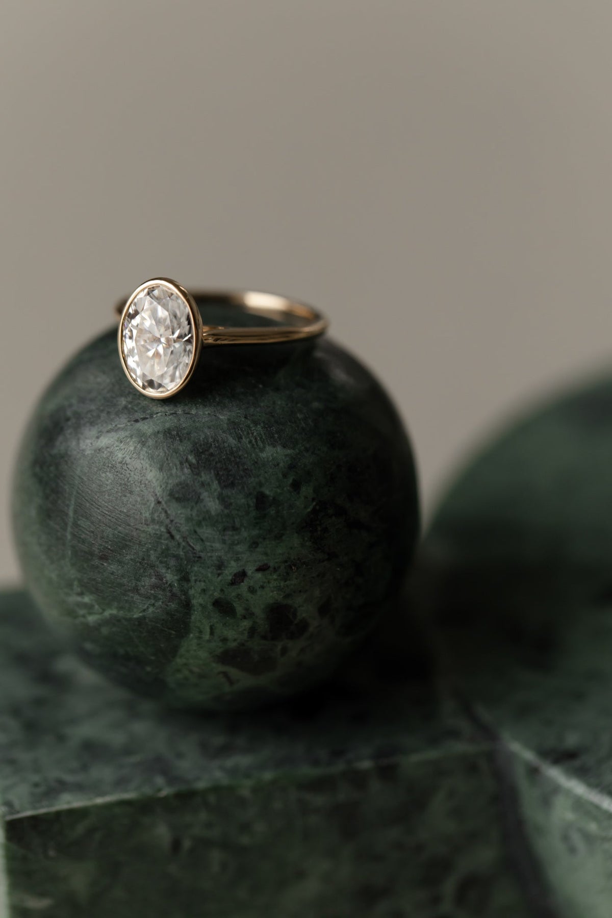 2.20 CT Oval Bezel Lab Grown Diamond Engagement Ring