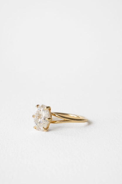 2.10 CT Oval Split Shank Lab Grown Diamond Engagement Ring