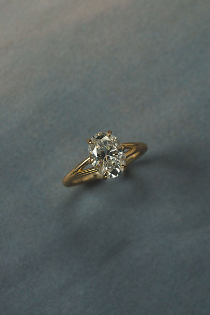 2.10 CT Oval Split Shank Lab Grown Diamond Engagement Ring