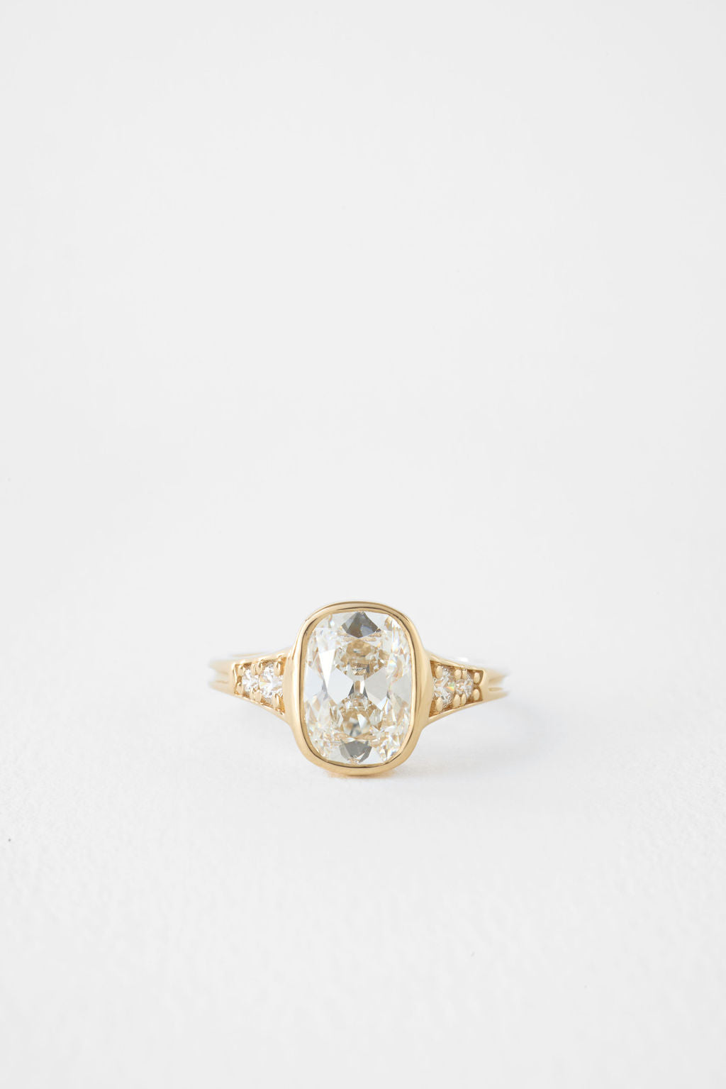 2.65 CT Antique Cushion Bezel Pavé Lab Grown Diamond Engagement Ring