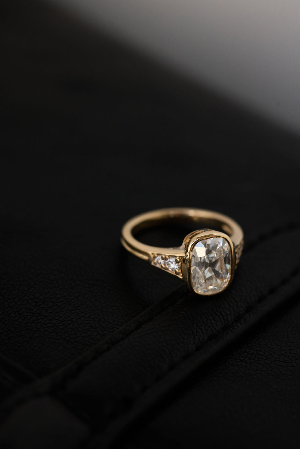 2.65 CT Antique Cushion Bezel Pavé Lab Grown Diamond Engagement Ring