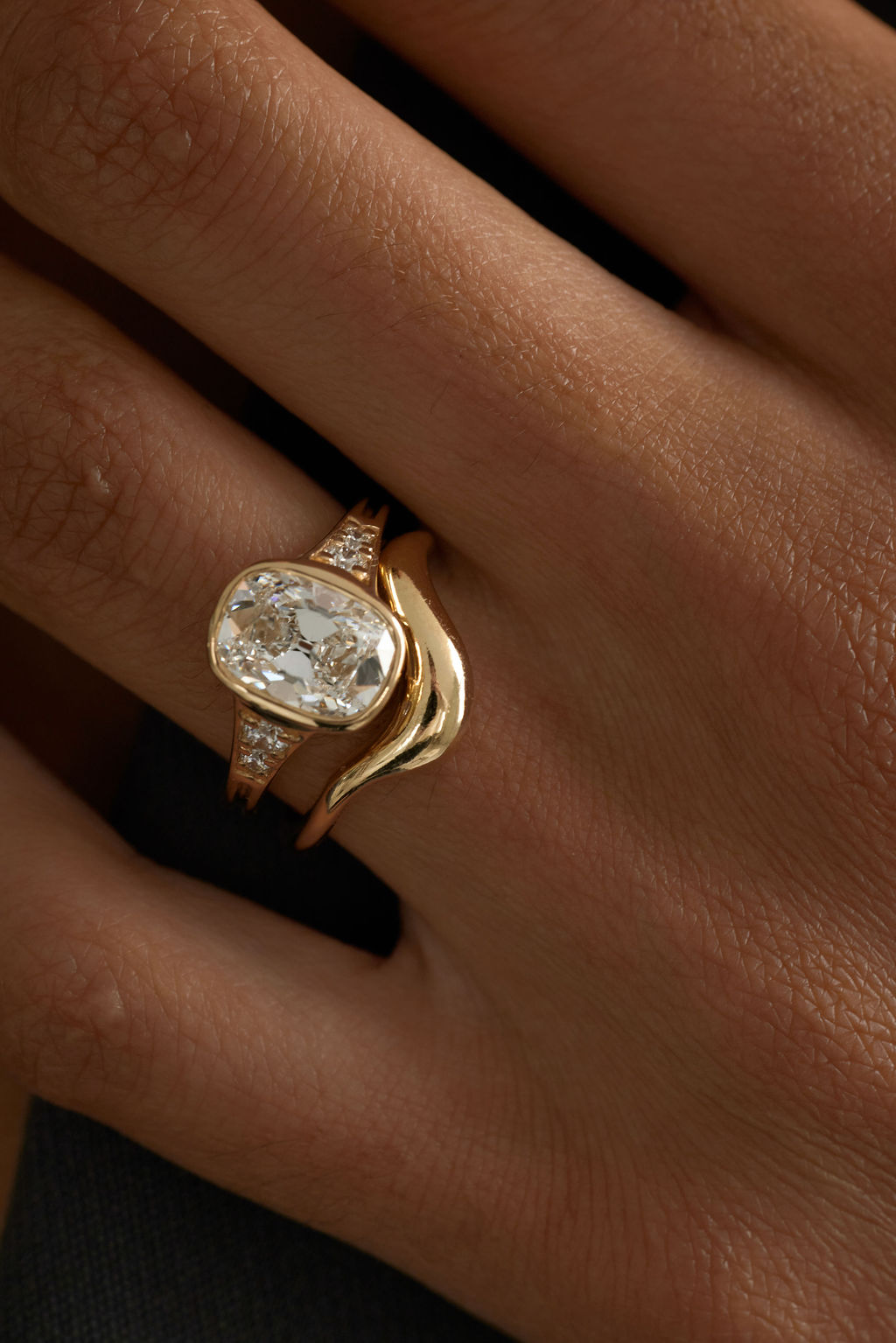 2.65 CT Antique Cushion Bezel Pavé Lab Grown Diamond Engagement Ring