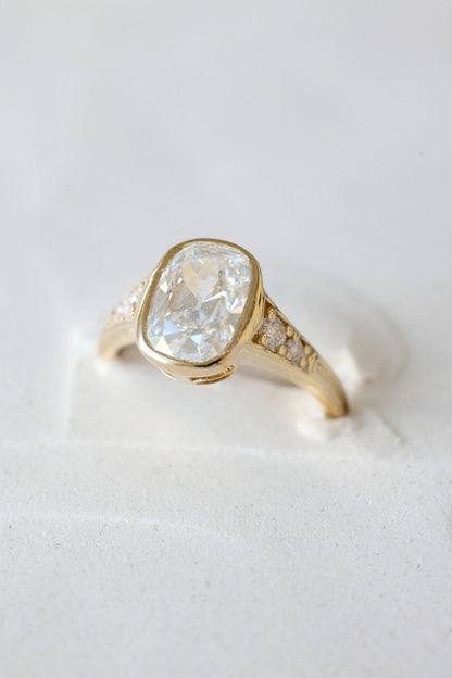 2.65 CT Antique Cushion Bezel Pavé Lab Grown Diamond Engagement Ring