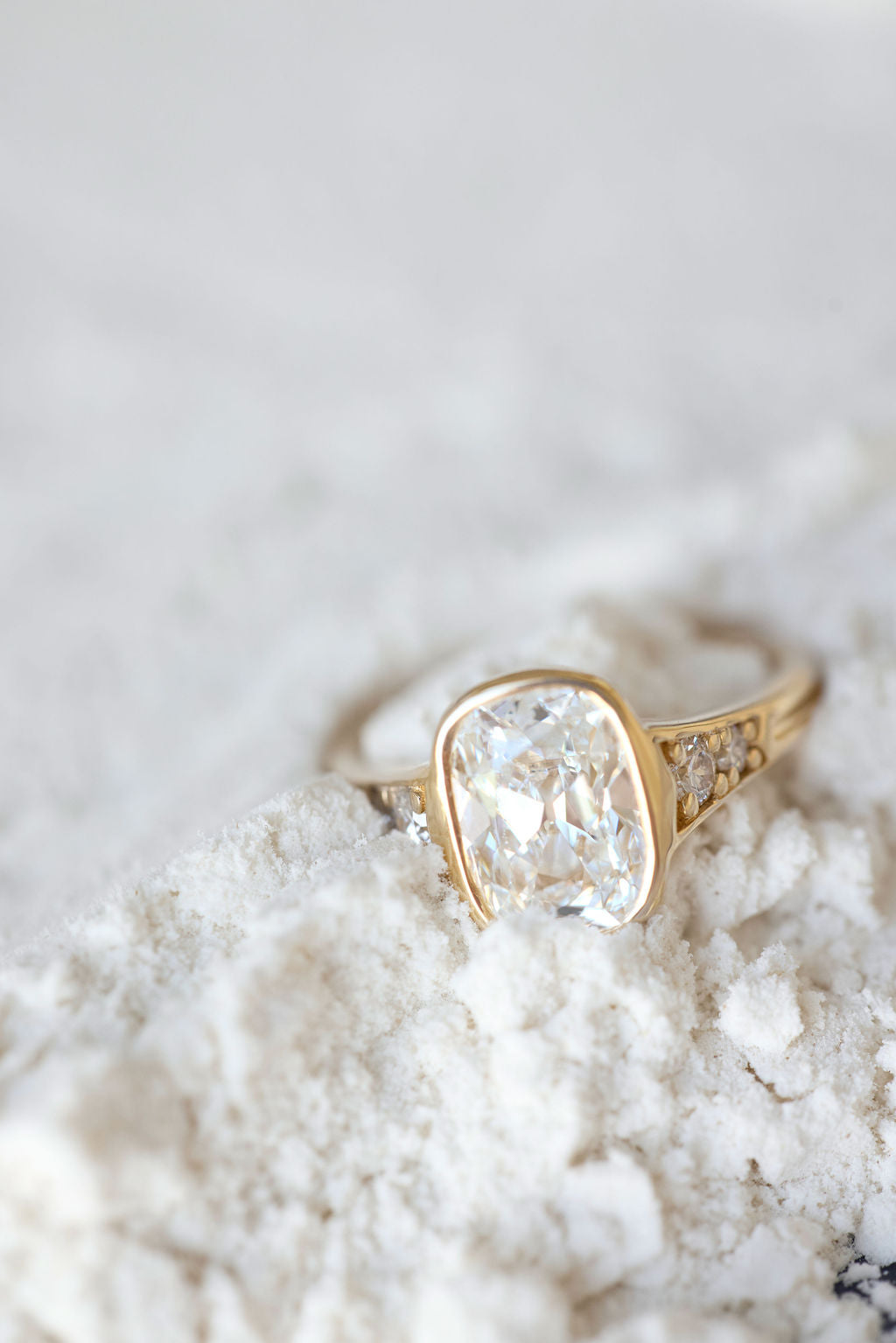 2.65 CT Antique Cushion Bezel Pavé Lab Grown Diamond Engagement Ring