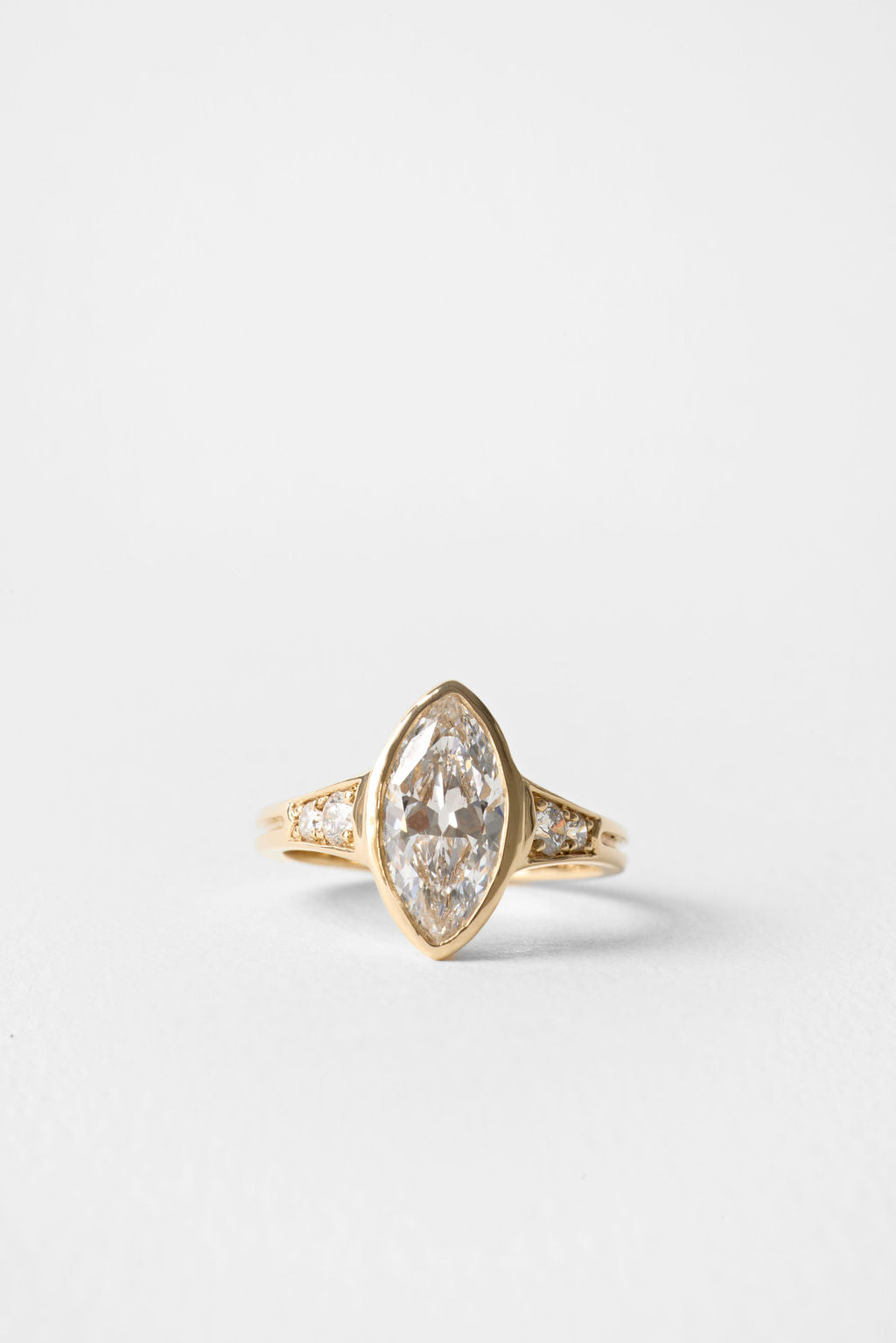 2.65 CT Marquise Bezel Pavé Lab Grown Diamond Engagement Ring