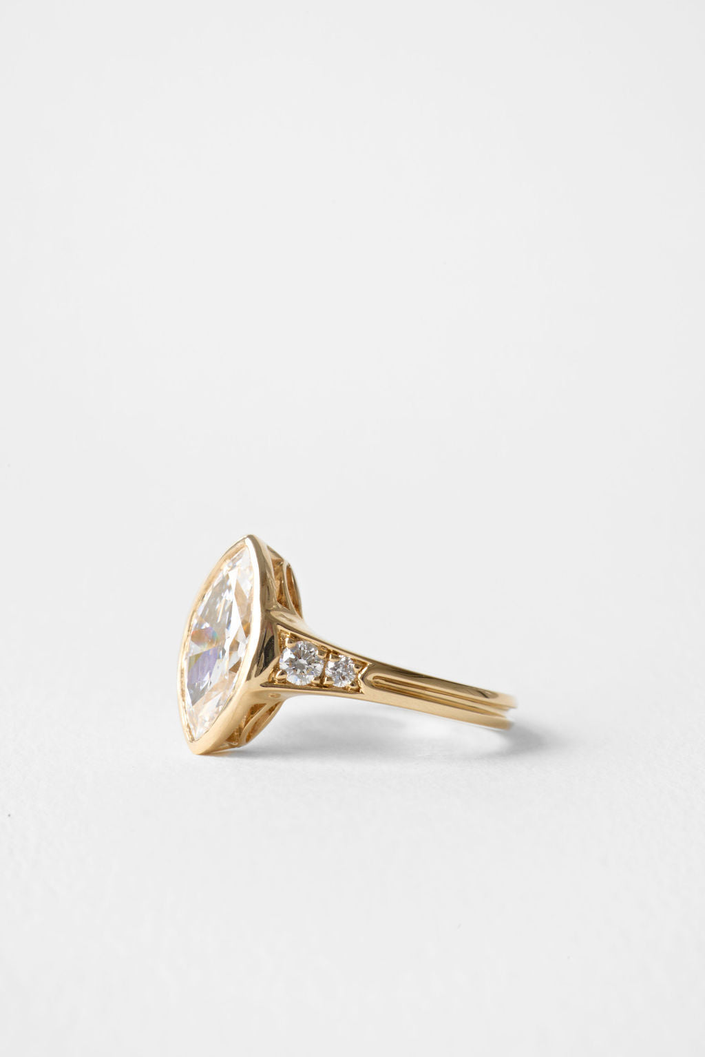 2.65 CT Marquise Bezel Pavé Lab Grown Diamond Engagement Ring