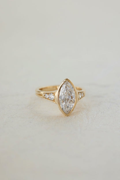 2.65 CT Marquise Bezel Pavé Lab Grown Diamond Engagement Ring