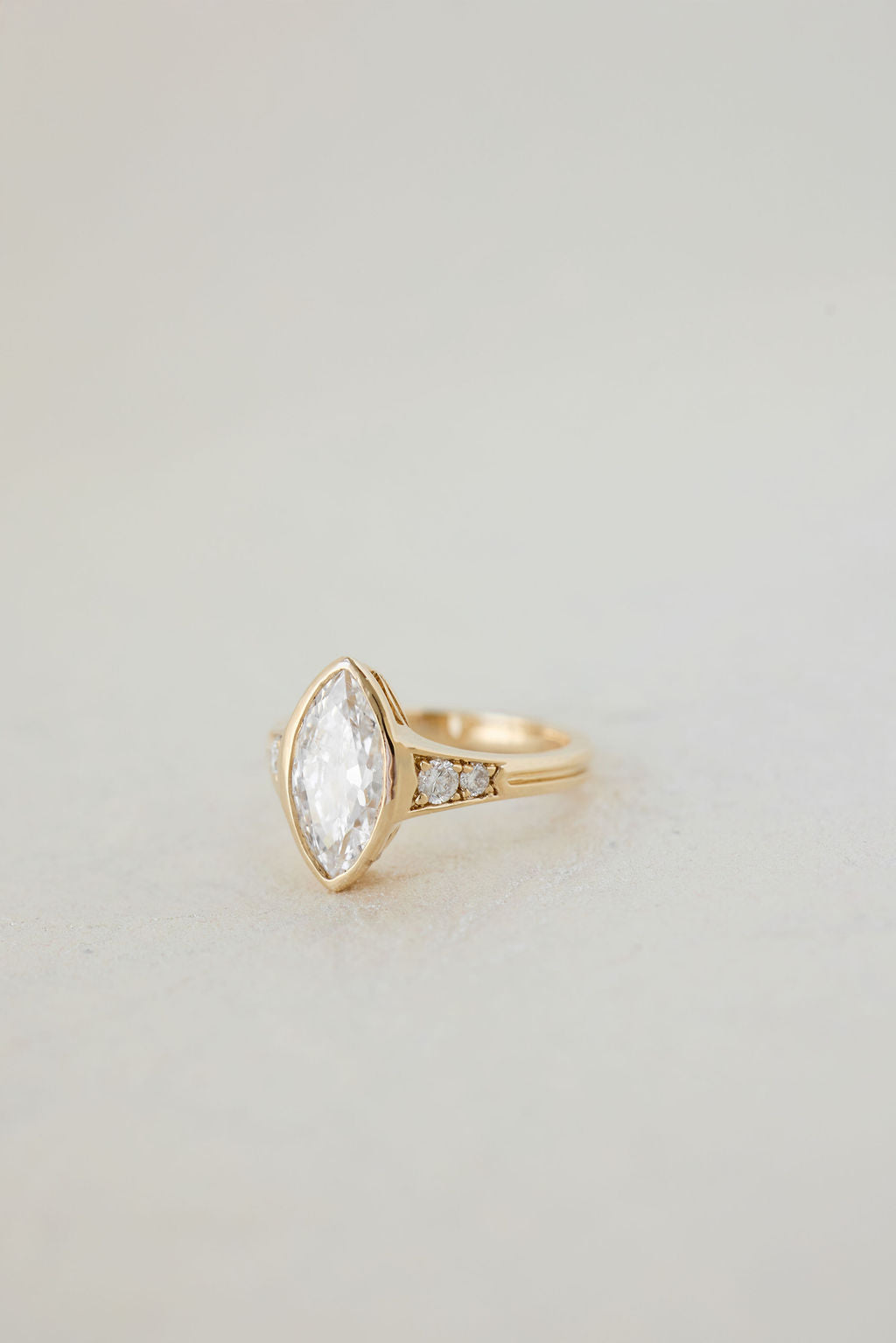 2.65 CT Marquise Bezel Pavé Lab Grown Diamond Engagement Ring