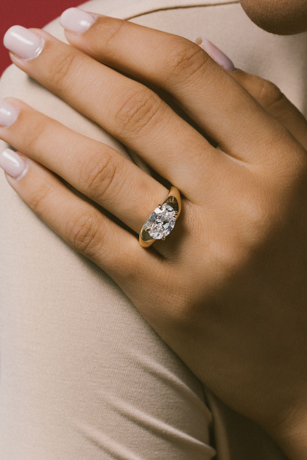 2.70 CT East-West Oval Solitaire Lab Grown Diamond Engagement Ring