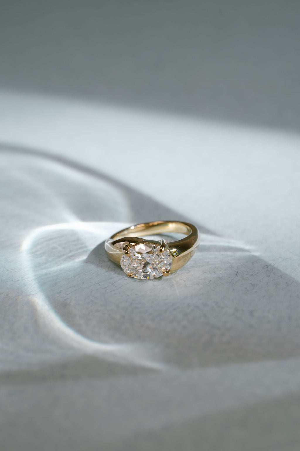 2.70 CT East-West Oval Solitaire Lab Grown Diamond Engagement Ring