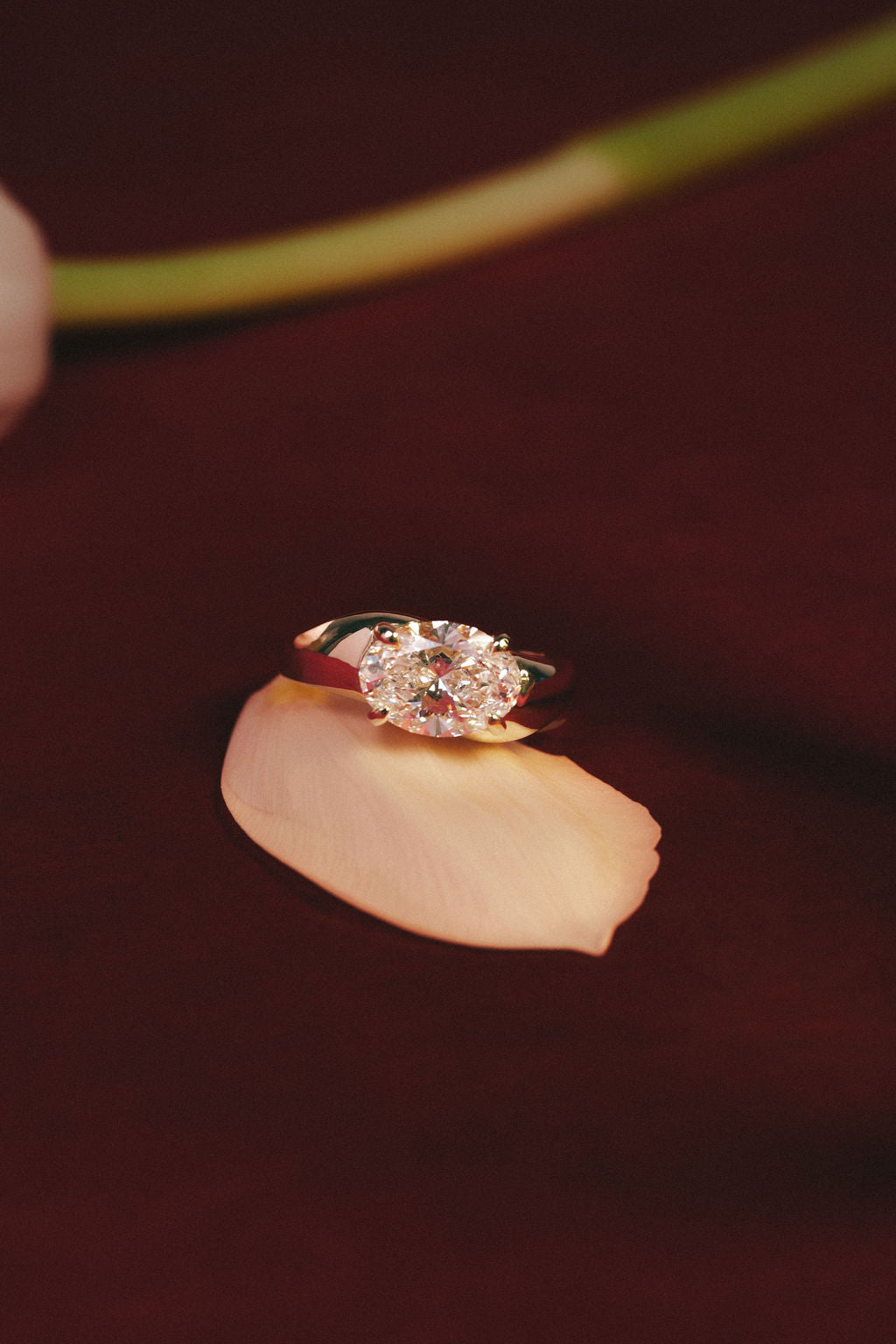 2.70 CT East-West Oval Solitaire Lab Grown Diamond Engagement Ring