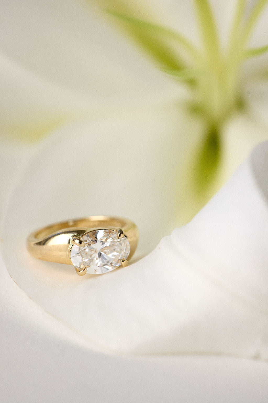 2.70 CT East-West Oval Solitaire Lab Grown Diamond Engagement Ring