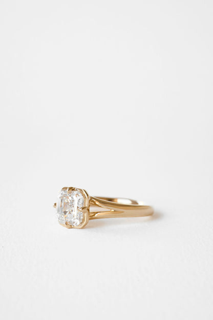 2.35 CT Asscher Split Shank Bezel Lab Grown Diamond Engagement Ring