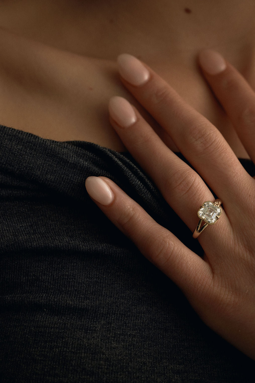 2.35 CT Asscher Split Shank Bezel Lab Grown Diamond Engagement Ring