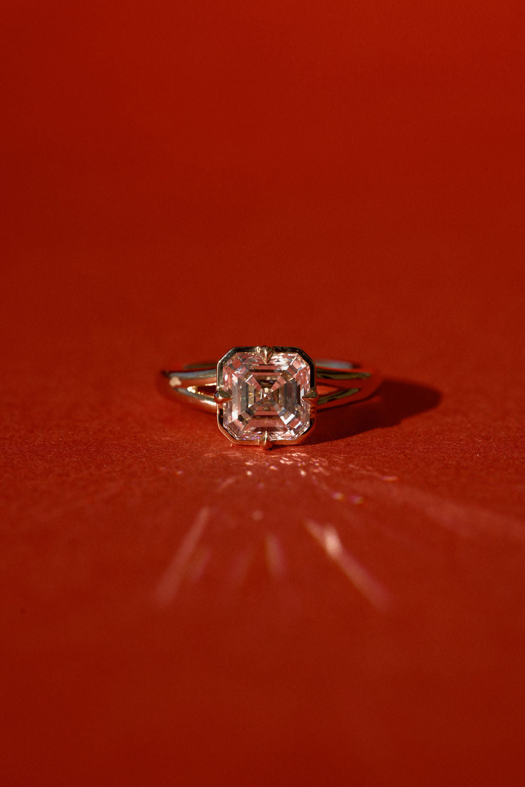 2.35 CT Asscher Split Shank Bezel Lab Grown Diamond Engagement Ring