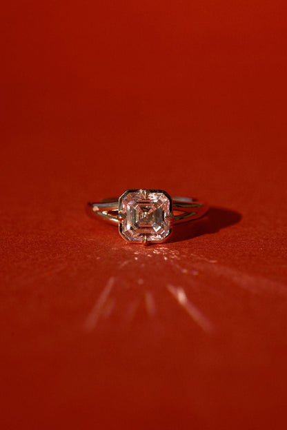 2.35 CT Asscher Split Shank Bezel Lab Grown Diamond Engagement Ring