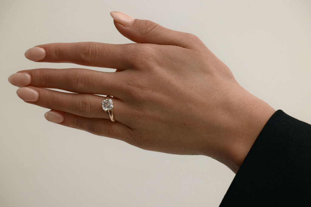 2.35 CT Asscher Split Shank Bezel Lab Grown Diamond Engagement Ring