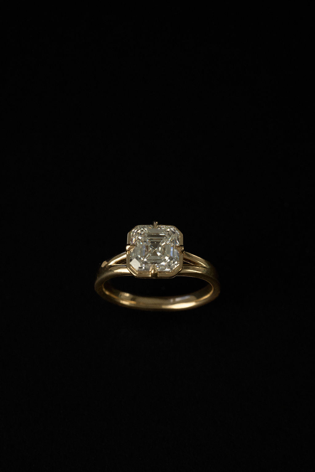 2.35 CT Asscher Split Shank Bezel Lab Grown Diamond Engagement Ring