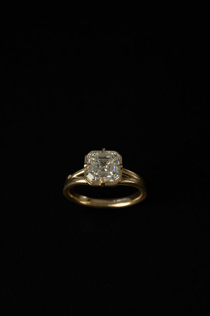 2.35 CT Asscher Split Shank Bezel Lab Grown Diamond Engagement Ring