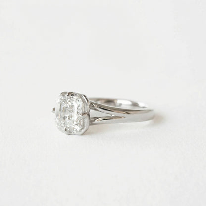 2.35 CT Asscher Split Shank Bezel Lab Grown Diamond Engagement Ring