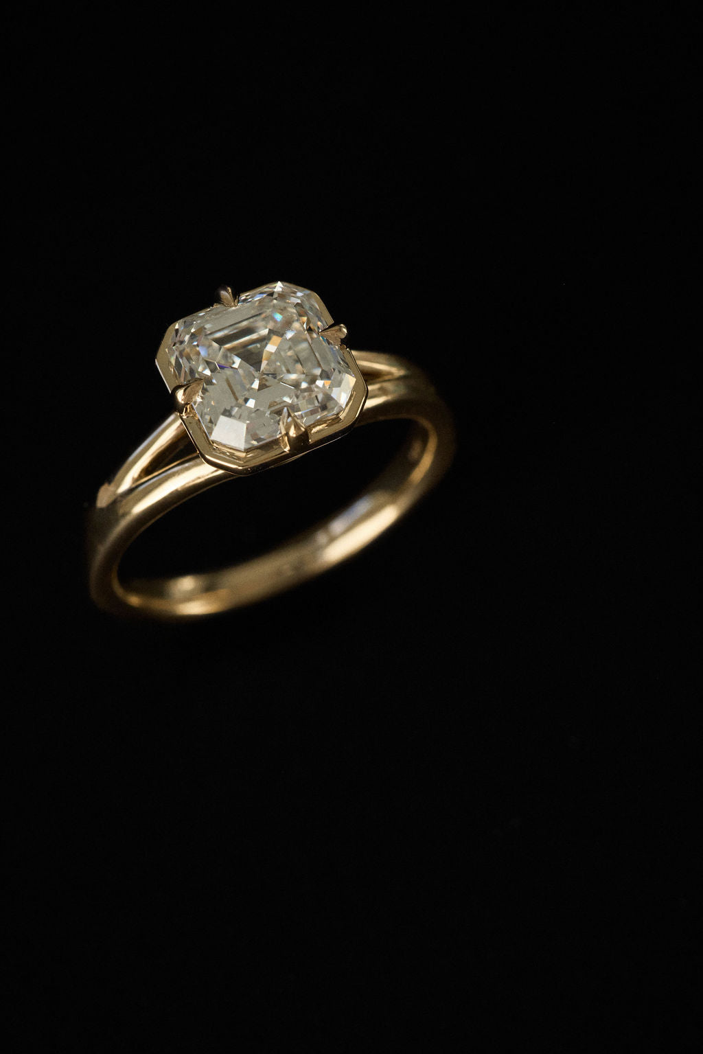 2.35 CT Asscher Split Shank Bezel Lab Grown Diamond Engagement Ring