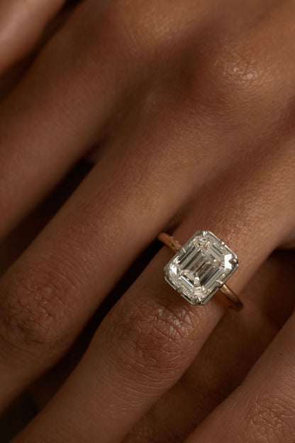 4.50 CT Old Cut Emerald Solitaire Lab Grown Diamond Engagement Ring