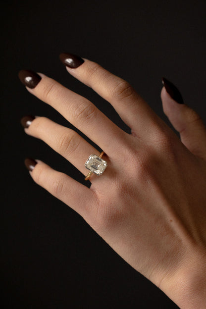 4.50 CT Old Cut Emerald Solitaire Lab Grown Diamond Engagement Ring