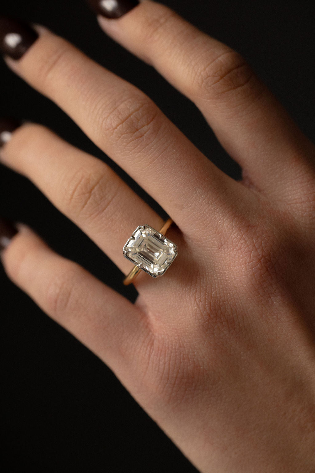 4.50 CT Old Cut Emerald Solitaire Lab Grown Diamond Engagement Ring