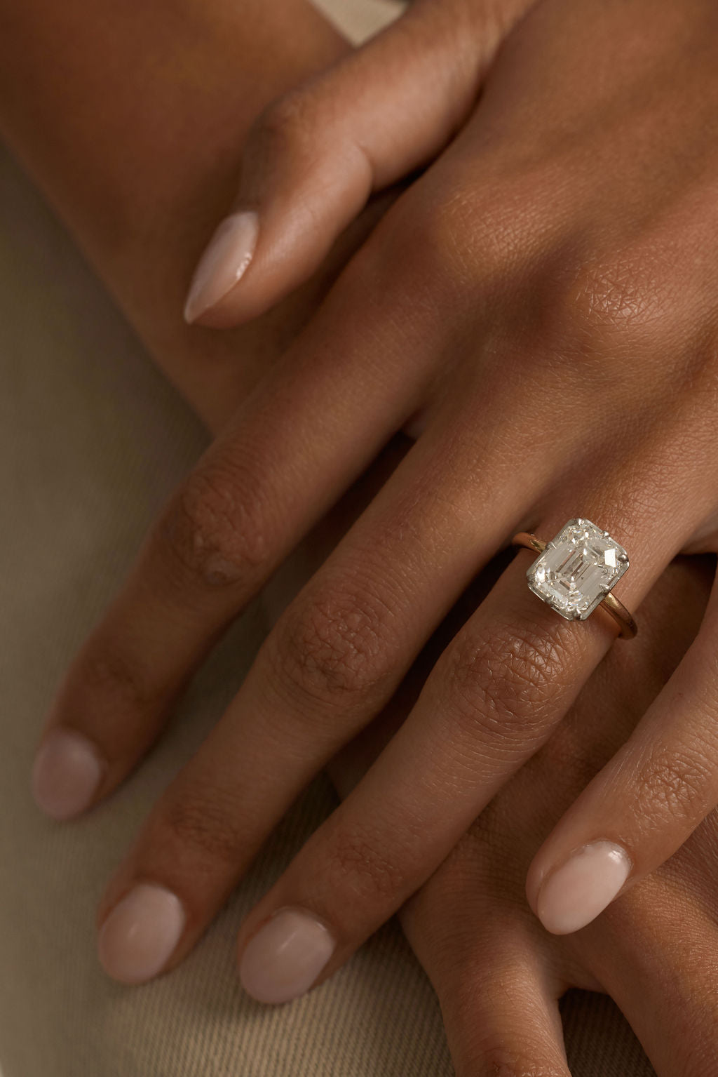 4.50 CT Old Cut Emerald Solitaire Lab Grown Diamond Engagement Ring