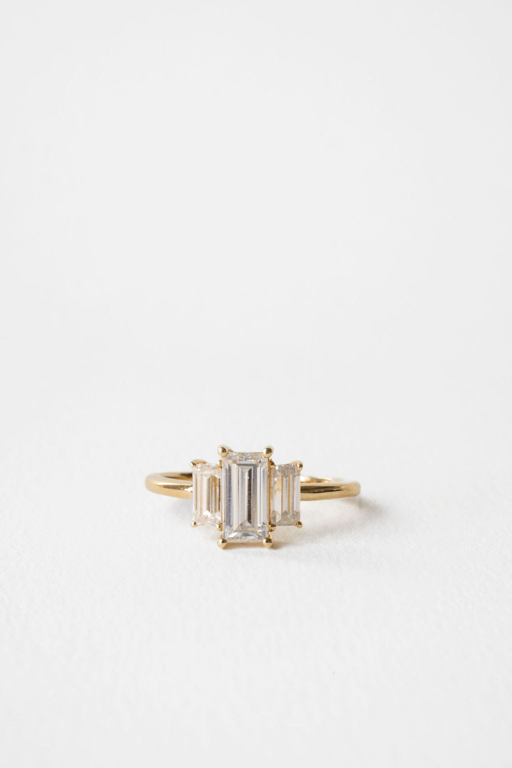 1.87 CT Emerald Three Stone Lab Grown Diamond Engagement Ring with Emerald Cut Side Stones
