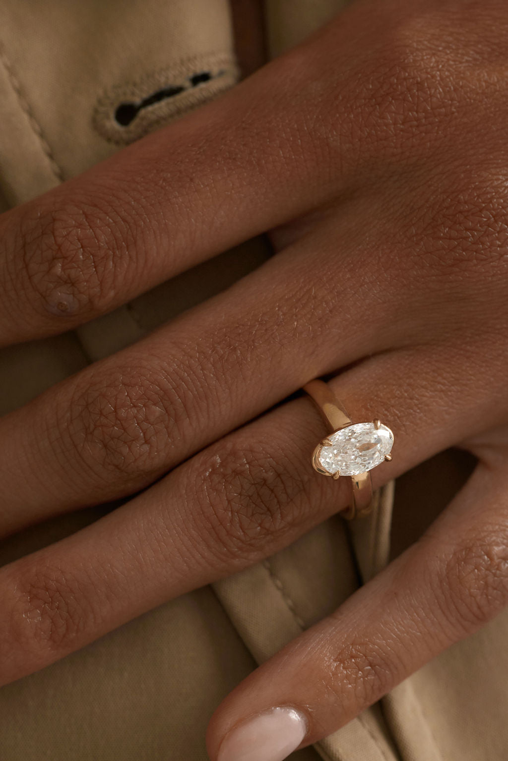 2.05 CT Portuguese Oval Solitaire Lab Grown Diamond Engagement Ring