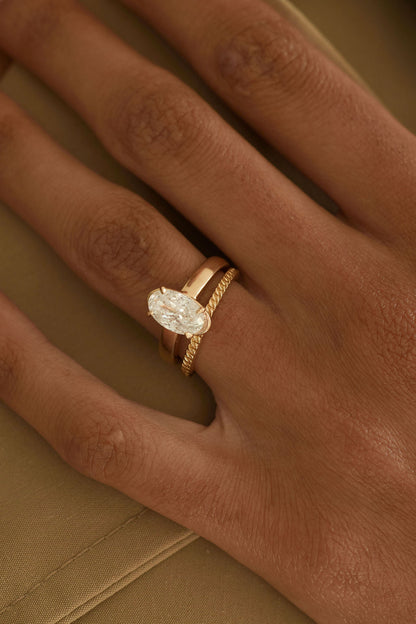 2.05 CT Portuguese Oval Solitaire Lab Grown Diamond Engagement Ring