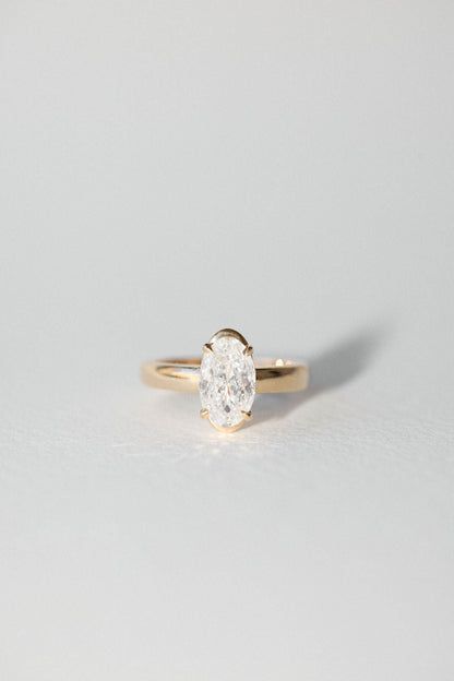 2.05 CT Portuguese Oval Solitaire Lab Grown Diamond Engagement Ring