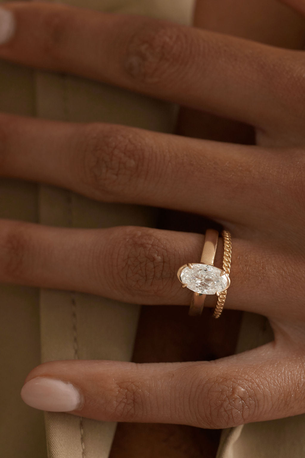 2.05 CT Portuguese Oval Solitaire Lab Grown Diamond Engagement Ring