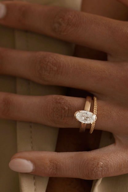 2.05 CT Portuguese Oval Solitaire Lab Grown Diamond Engagement Ring