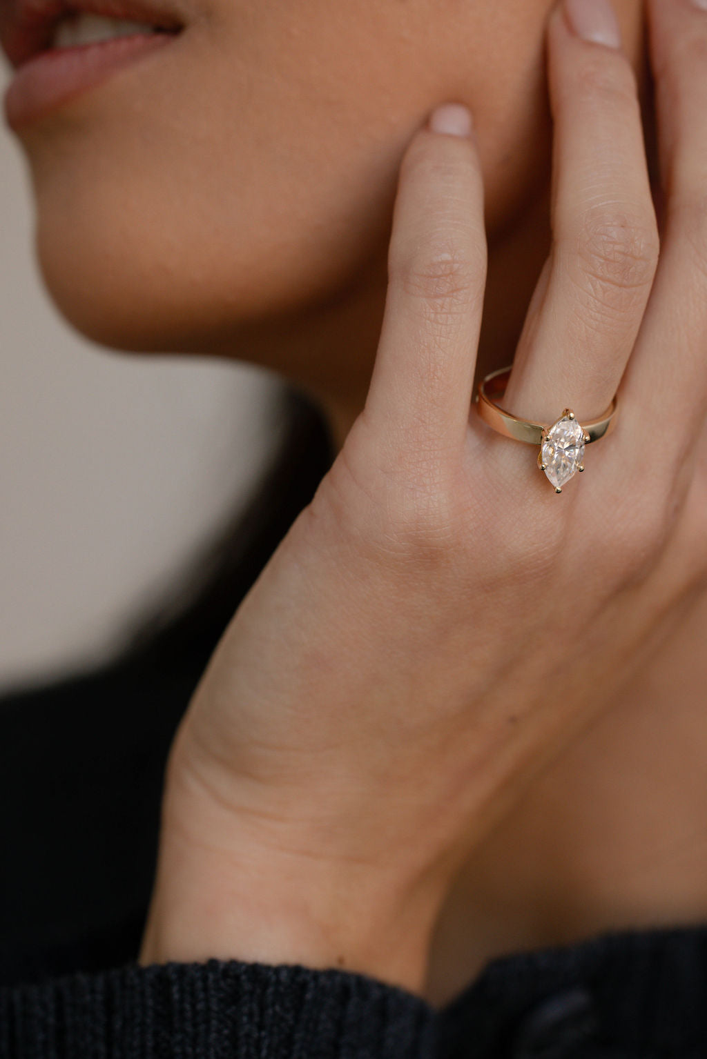1.50 CT Marquise Solitaire Lab Grown Diamond Engagement Ring