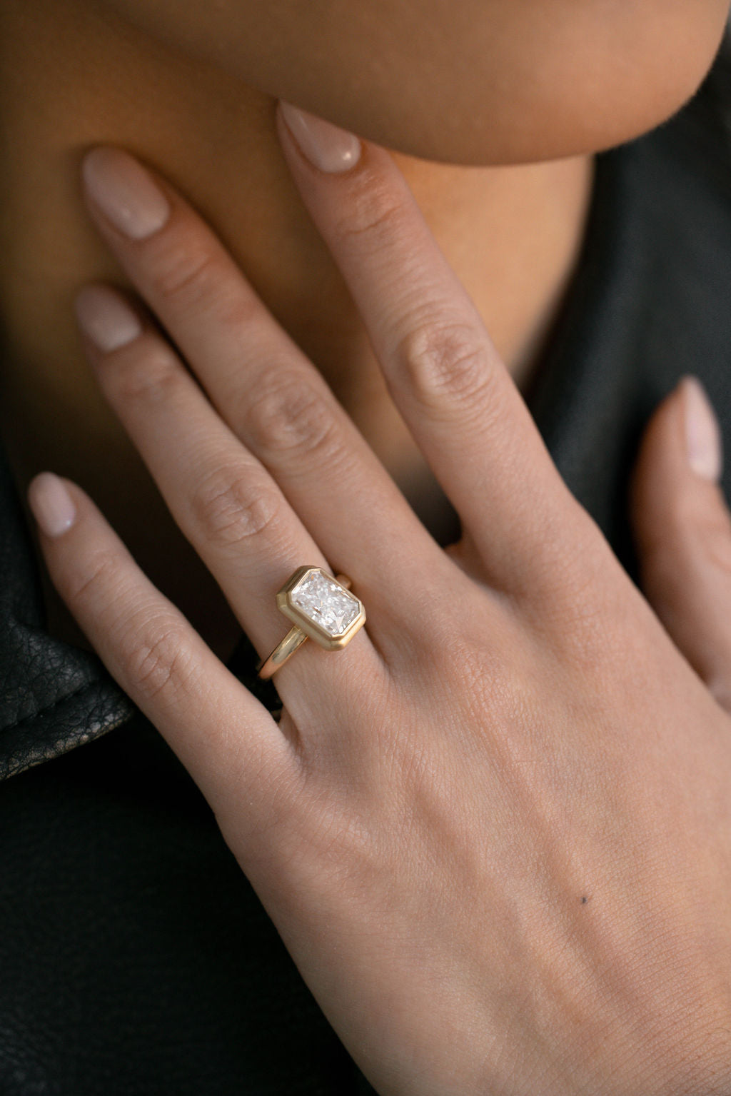 2.15 CT Radiant Bezel Lab Grown Diamond Engagement Ring