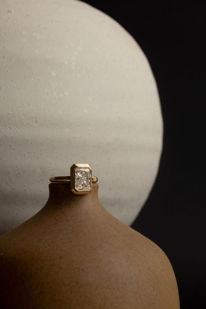 2.15 CT Radiant Bezel Lab Grown Diamond Engagement Ring