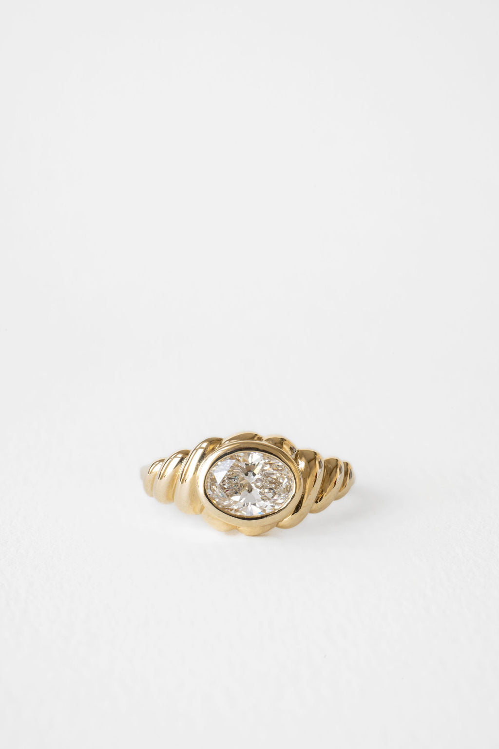 1.10 CT Oval Bezel Signet Lab Grown Diamond Engagement Ring